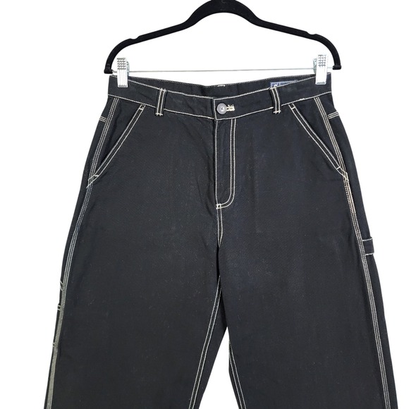 Gap Womens Carpenter Pants Size 8 Black White Contrast Stitch High Rise Cotton - Picture 3 of 14